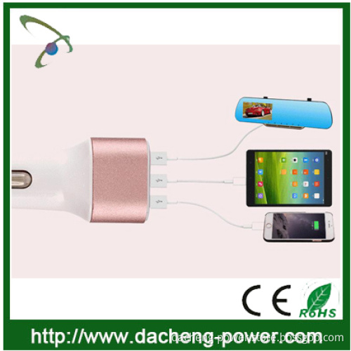 CE ROHS FCC approved qc 2.0 car charger with 3 ports